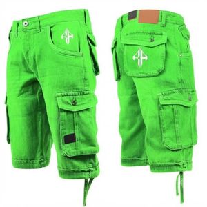 Pantalones Cortos de Mezclilla para Hombre, de Alta Calidad, con Estampado de Serigrafía, Estilo Jeans, de Pierna Ancha, Material Spandex/Poliéster - Product Image 1