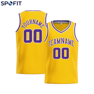 Maillot de basket-ball personnalisé durable pour hommes, couleur personnalisée pour les sports d'équipe, maillots à col en V grande taille, respirant et à séchage rapide - Product Image 1