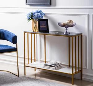 Modern Marble Top <b>Console</b> <b>Table</b> with <b>Gold</b> Metal Frame Contemporary Entryway Accent Furniture - Product Image 1