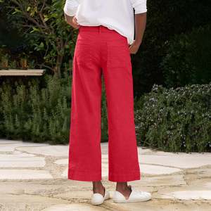 Pantalones Capri de Pierna Ancha para Mujer, Verano, 100% Algodón, Transpirables, Cintura Elástica, Largos, para Maestras, Trabajo, Casual de Negocios, con Bolsillos - Product Image 5
