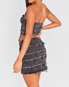 Traje de mezclilla exclusivo de temporada para mujer, estilo estructurado, largo hasta la rodilla, para combinación, venta al por mayor personalizada - Product Image 2