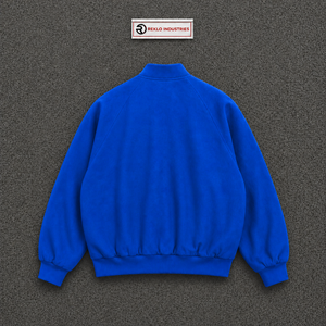 Chaqueta universitaria de lana azul real para hombre, chaqueta bomber extragrande personalizada con cierre de botones a presión, cuello, puños y dobladillo acanalados. - Product Image 6