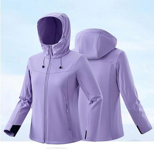 Wholesale Women's Waterproof Softshell Jacket Fleece <b>Lined</b> Hooded Windproof Outdoor Hiking <b>Coat</b> OEM Custom - Product Image 2