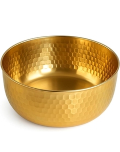 Bol de service à salade en acier inoxydable martelé doré pour les fêtes, les buffets, les mariages, les banquets, les événements et la vaisselle de restaurant - Product Image 2