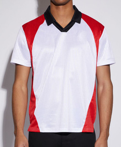 เสื้อโปโลคอวีเสื้อฟุตบอลเสื้อฟุตบอลเสื้อถักลายปักสีตัดกัน - Product Image 5