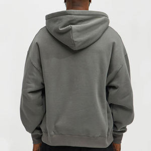 420 Grams Men's Grey Half-<b>Zip</b> <b>Hooded</b> Sweatshirt with Front Pocket Loose Fit Casual Pullover Ribbed Cuffs and Hem - Product Image 2