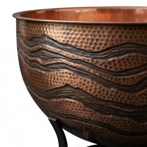 Handmade Copper <b>Fire</b> Pit Hammered Copper <b>Fire</b> Bowl <b>Outdoor</b> Patio <b>Fire</b> Pit Backyard Wood Burning <b>Fire</b> Feature Luxury Garden - Product Image 5