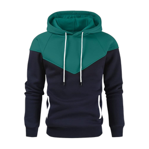 Sweat à capuche pour homme, couleur contrastée, vert, blanc, noir, en polaire chaude, style urbain tendance - Product Image 1