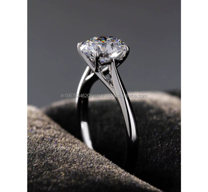 Anillo de Compromiso/Boda Vintage de Oro Amarillo de 14k con Diamante Cultivado en Laboratorio IGI/GIA, Unisex, Oro Blanco Fino para Aniversario, Ideal para Fiestas - Product Image 3