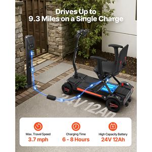 Scooter électrique pliable intégré à 4 roues pour adultes et seniors, autonomie de 9,3 milles, tout-terrain, pour personnes handicapées - Product Image 4