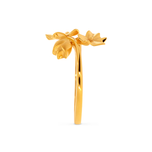 18K Gold Plated Double Flower Open <b>Adjustable</b> <b>Ring</b> for Women Modern Floral Blossom Finger <b>Ring</b> Minimalist Fashion Jewelry - Product Image 4