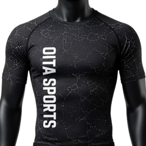<b>Black</b> White <b>Men</b> Compression Shirt and <b>Shorts</b> Set Quick Dry Stretch Fitness Training Gym Running Workout Athletic Sportswear - Product Image 3