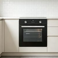 Appareil électroménager moderne pour la cuisine avec 4 éléments chauffants, ventilateur de convection, 3 programmes de grillades, four encastrable noir