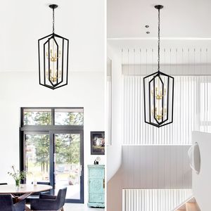 Lámpara Colgante Moderna de 8 Luces Estilo Granja, Lámpara de Techo de Metal Negro para Isla de Cocina o Comedor - Product Image 3