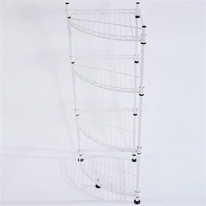 Scaffale Angolare Triangolare a 4 Ripiani Rivestito in Plastica 300x300x800mm Bianco per Casa e Ufficio - Product Image 3