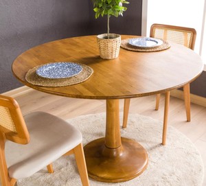 Round Solid Wood Dining <b>Table</b> Midcentury Modern Design Stable Base for Home Hotel & Villa Use 4-Seater - Product Image 4