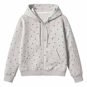 Sudadera con Capucha Blanca de Mujer con Estampado de Puntos y NYC, Oversize, Hombros Caídos, de Algodón Tejido, Estilo Casual Urbano para Otoño - Product Image 3