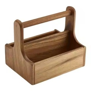 Custom Bamboo <b>Kitchen</b> Cooking Tools Organizer Handled Wooden <b>Storage</b> Box <b>Kitchen</b> Party Countertop Picnic Basket caddy - Product Image 6