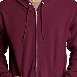 Sweat à capuche décontracté en molleton de coton uni avec fermeture éclair intégrale et poche kangourou, design personnalisé - Product Image 6