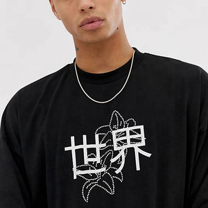 Camiseta Personalizada de Alta Calidad con Logotipo Gráfico Bordado en 3D, 100% Algodón, Corte Holgado, Corta y Extra Grande para Hombre - Product Image 4