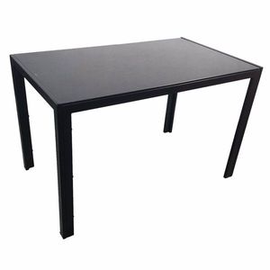 Tavolo da Pranzo Semplice in Vetro Temperato Nero e Ferro Assemblato - Product Image 3