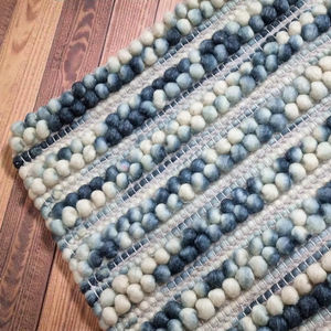 Tapis en laine tissé à la main, épais, contemporain, rayé, doux, à texture lourde, pour salon et chambre à coucher - Product Image 4
