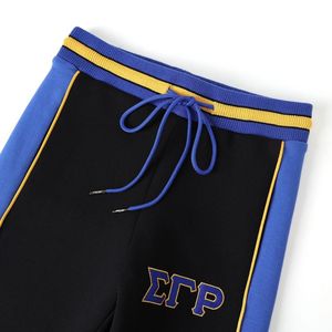 Pantalones de Calentamiento Sigma Gamma Rho Black Air Tech Fleece SGRho Azul Dorado, Ropa Griega Premium - Product Image 3