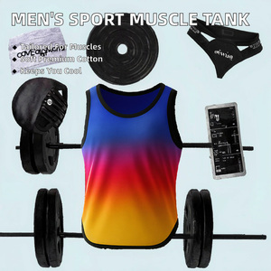 เสื้อกล้ามออกกำลังกายผู้ชายแบบไล่เฉดสีรุ้งสำหรับขายส่ง รับผลิตแบบ OEM สำหรับธุรกิจ B2B - Product Image 2