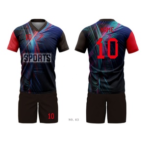 High Quality Custom Adult Soccer Jerseys Breathable Lightweight Quick Dry Anti-Bacterial Half Sleeve 100% Polyester Wholesale - Product Image 3
