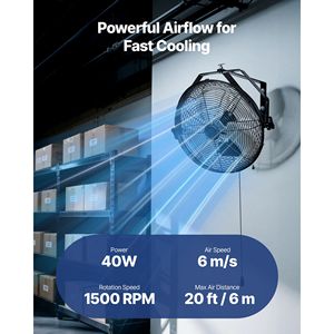 Ventilatore Industriale da Parete da 14 Pollici ad Alta Velocità 2473 CFM Impermeabile IP44 per Garage con 3 Velocità in Alluminio - Product Image 2