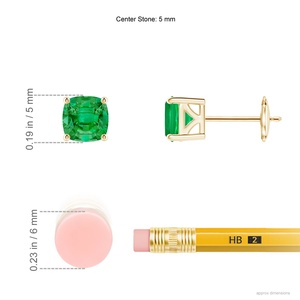 14Kt White Gold Premium Green Emerald <b>Stud</b> <b>Earrings</b> Cushion Cut Gemstone Jewelry OEM ODM Manufacturer Gift for Fiance - Product Image 2
