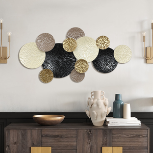 Sculpture murale géométrique abstraite en métal, disque décoratif rond pour chambre à coucher, salon, intérieur moderne - Product Image 1