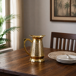 Pichet à eau en laiton artisanal de luxe, carafe en laiton gravée pour la décoration de la maison, service de table pour hôtel et restaurant, article cadeau - Product Image 4