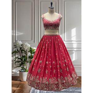Lehenga, Blusa y Dupatta con Lentejuelas y Bordado de Cordón para Novias, Bodas, Fiestas, Estilo Étnico y Festivo - Product Image 2