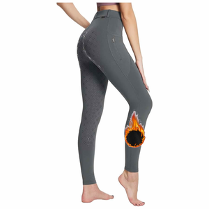 Women's Printed Jodhpurs <b>Winter</b> Riding Pants Full Seat Breeches Fleece Horse Equestrian <b>Tights</b> Adult Horseback Leggings Pockets - Product Image 2