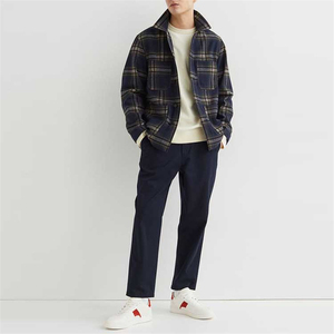 Wholesale <b>Mens</b> High Quality <b>Checkered</b> Flannel Shirt With Hood Casual Winter Button Front Plaid Shacket Outerwear Top - Product Image 2