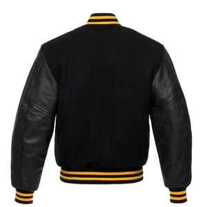 <b>Baseball</b> College Varsity <b>Jacket</b> Custom Letterman Style PU Leather Sleeve Bomber Winter Stand Collar Front <b>for</b> <b>Men</b> OEM Supply - Product Image 2