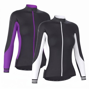Custom <b>Women</b> Thermal Cycling <b>Jersey</b> Set Long Sleeve Breathable Fleece Lined Bike <b>Jacket</b> Polyester Adults OEM - Product Image 2