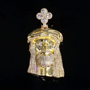 Colgante de la Cara de Jesús en Plata de Ley 925 con Baño de Oro de 18K y Moissanita, Lujoso Collar Religioso con Corona de Espinas, Joyería Cristiana - Product Image 3