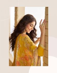 NUEVO LANZAMIENTO: Conjunto Salwar Kameez Étnico de 3 Piezas con Pantalón y Dupatta, en Seda Chinon Pesada, para Fiestas Tradicionales - Product Image 4