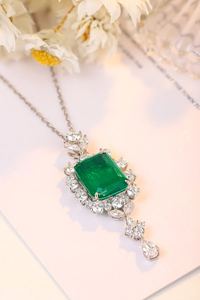 Collier pendentif en diamant de laboratoire taille émeraude, argent 925, clarté VS-VVS, certifié IGI, bijoux de luxe pour femmes - Product Image 1