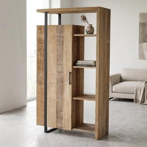 Meuble de rangement multifonctionnel en teck massif écologique Miya Premium, finition naturelle scandinave moderne, pour salon - Product Image 2