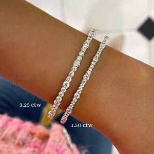 Diamond Bangle <b>Bracelet</b> 14k Solid Gold Pave Set Round Cut Lab Grown Double security lock Everyday Elegant <b>Cuff</b> Jewelry Wholesale - Product Image 2