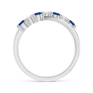 14K/18K Gold Natural Round Cut Blue Sapphire & White Diamond Ladies Crossover Shank Engagement <b>Ring</b> <b>Custom</b> Handmade Fine Jewelry - Product Image 2