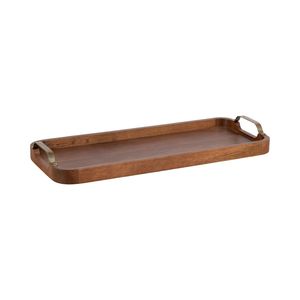 Bandeja rectangular de madera de mango natural, elegante plato para servir comida, té, café, bocadillos, perfecto para la mesa de comedor moderna. - Product Image 2