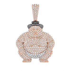Pendentifs et breloques personnalisés Hip Hop en argent 925 plaqué or rose, motif lutteur de sumo, sertis de diamants de laboratoire, pour fêtes - Product Image 1