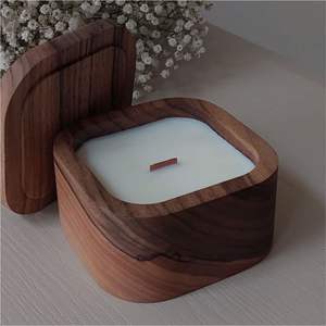 Bol en cire parfumée de luxe personnalisé en gros - Bougie décorative en bois sculpté naturel en forme de bol à pâte - Bougie décorative à 6 mèches en soja pour Spa, Hôtel - Product Image 5