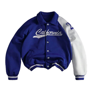 <b>Men's</b> Customized Winter Casual <b>Baseball</b> Varsity <b>Jacket</b> Stand-Up Collar Woolen Custom Logo OEM Varsity <b>Jackets</b> Manufacturer - Product Image 1