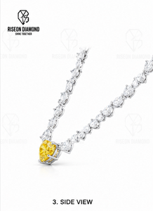 Collar de tenis de lujo con diamantes en forma de corazón amarillo, oro blanco de 18K, diamantes blancos con corte de corazón continuo, joyería fina nupcial de lujo - Product Image 4