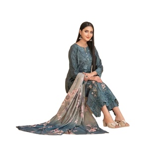 Costumes trois pièces brodés en viscose pour femmes Designers pakistanais Tawakkal Vol ZALIKA Vêtements indiens et pakistanais - Product Image 1